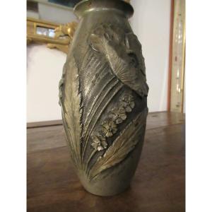 Art Nouveau Pewter Vase Signed "rispal"