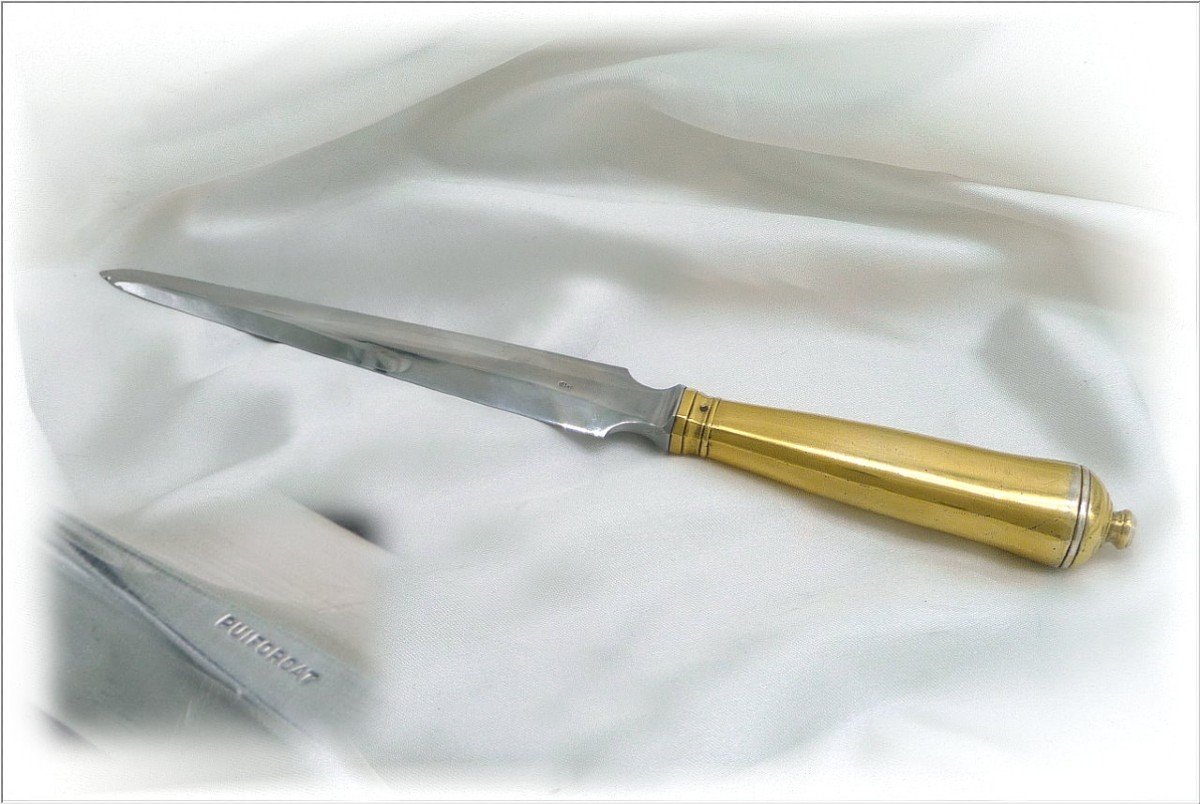 E.puiforcat - Letter Opener / Letter Opener Sterling Silver Vermeil Pommel Handle-photo-2