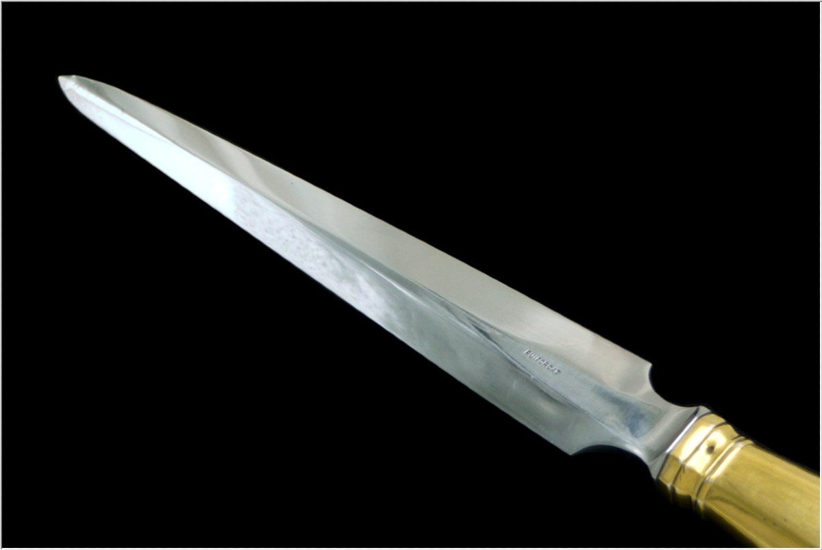 E.puiforcat - Letter Opener / Letter Opener Sterling Silver Vermeil Pommel Handle-photo-3