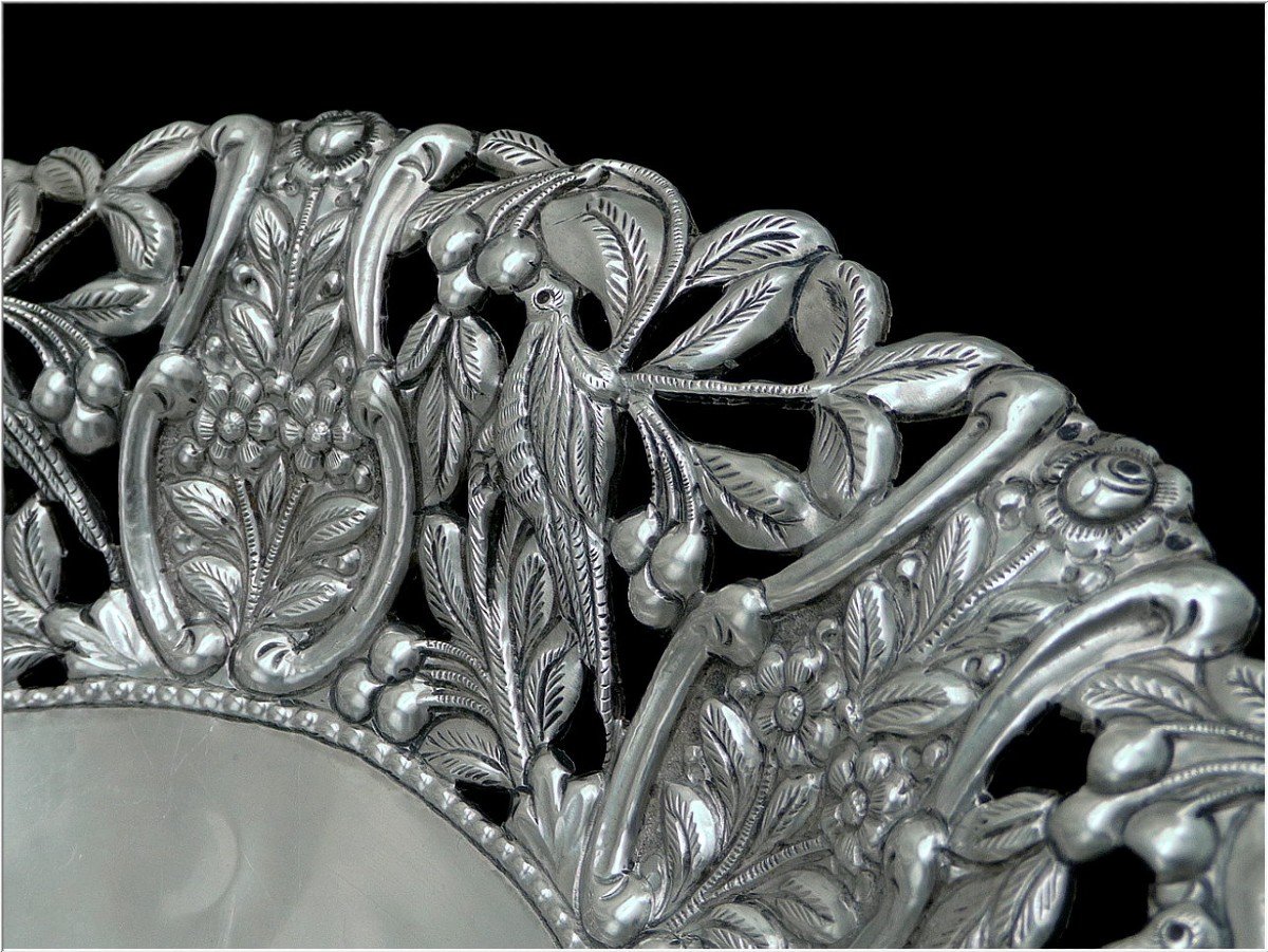 Large Fruit Bowl In Sterling Silver Pierced With Spring Decor - Turkish Work XIX°-photo-3