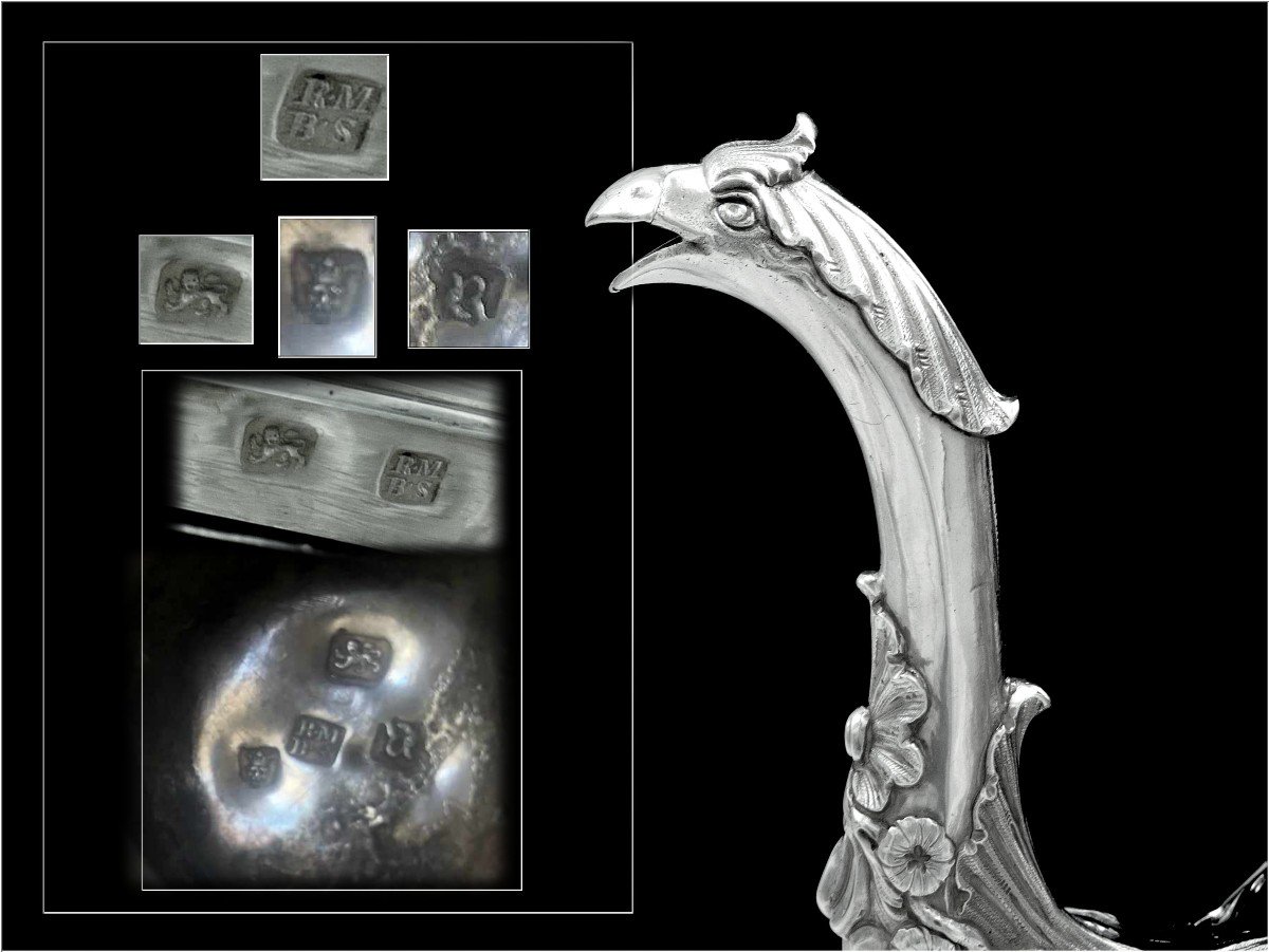 Londres XVIIIe s.-  Richard Morson & Benjamin Stephenson - Verseuse en Argent Massif - Blason - Bec  Verseur Tête d'Aigle-photo-4