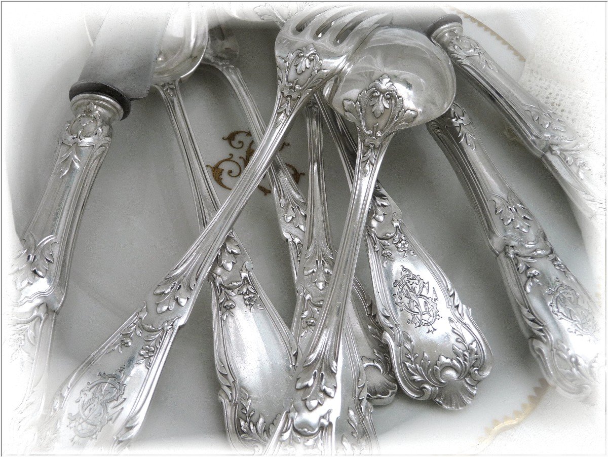 Régina Benvenisti - Flatware Set  And Her Knives In Sterling Silver Minerva950 - 36 Pieces-photo-6