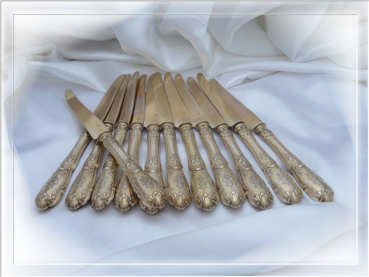 Régina Benvenisti - Flatware Set  Hors-d'oeuvre / Dessert Sterling Silver & Vermeil 36 Pieces-photo-2