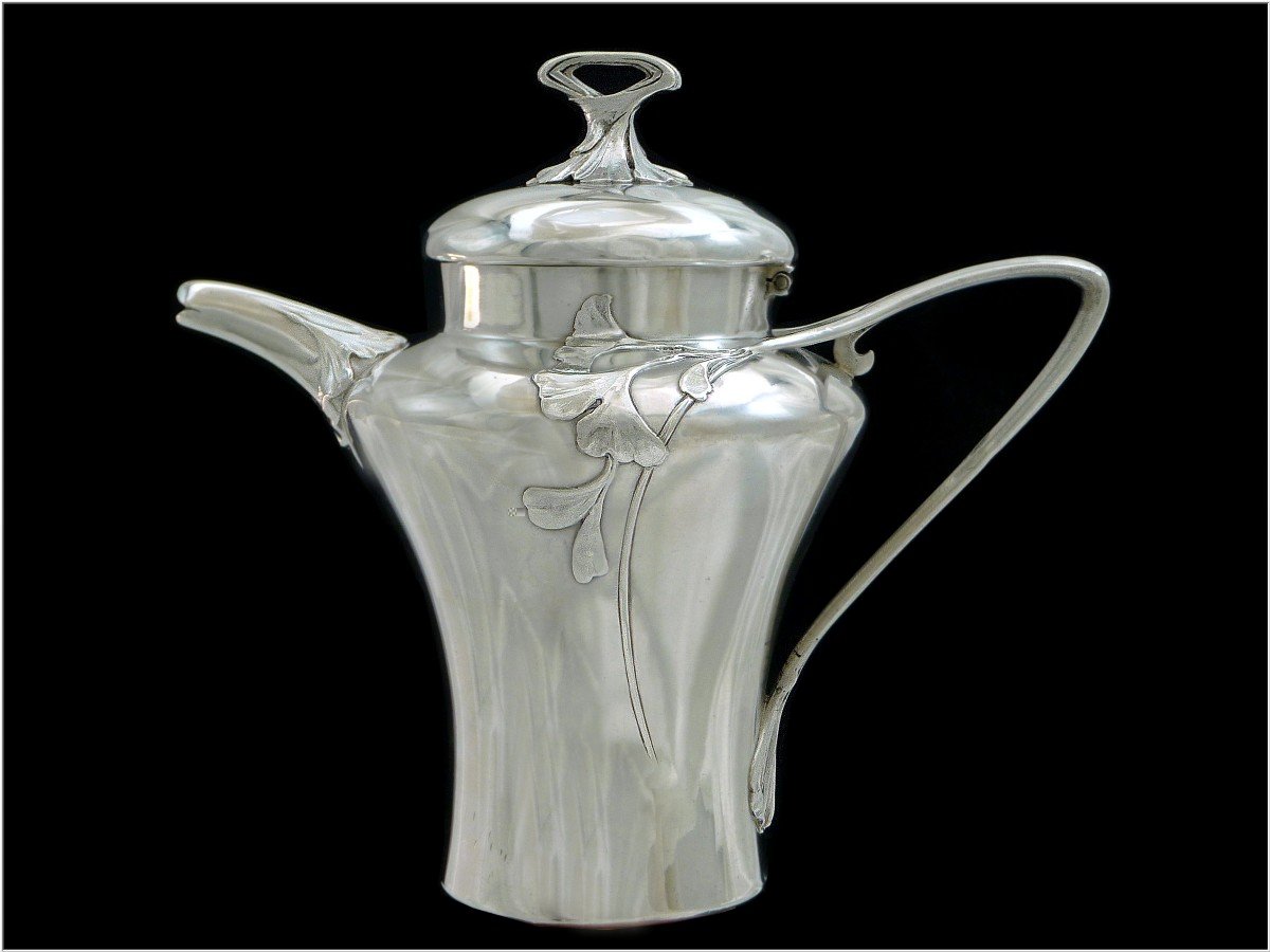 E. Lefebvre - Tea Coffee Service "head To Head" Solid Silver Art Nouveau Minerva 950-photo-2