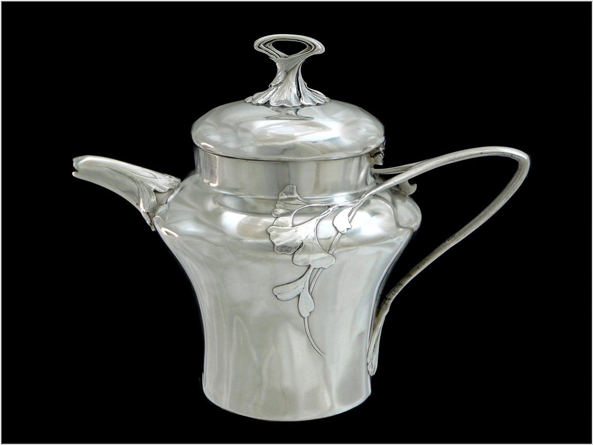 E. Lefebvre - Tea Coffee Service "head To Head" Solid Silver Art Nouveau Minerva 950-photo-4