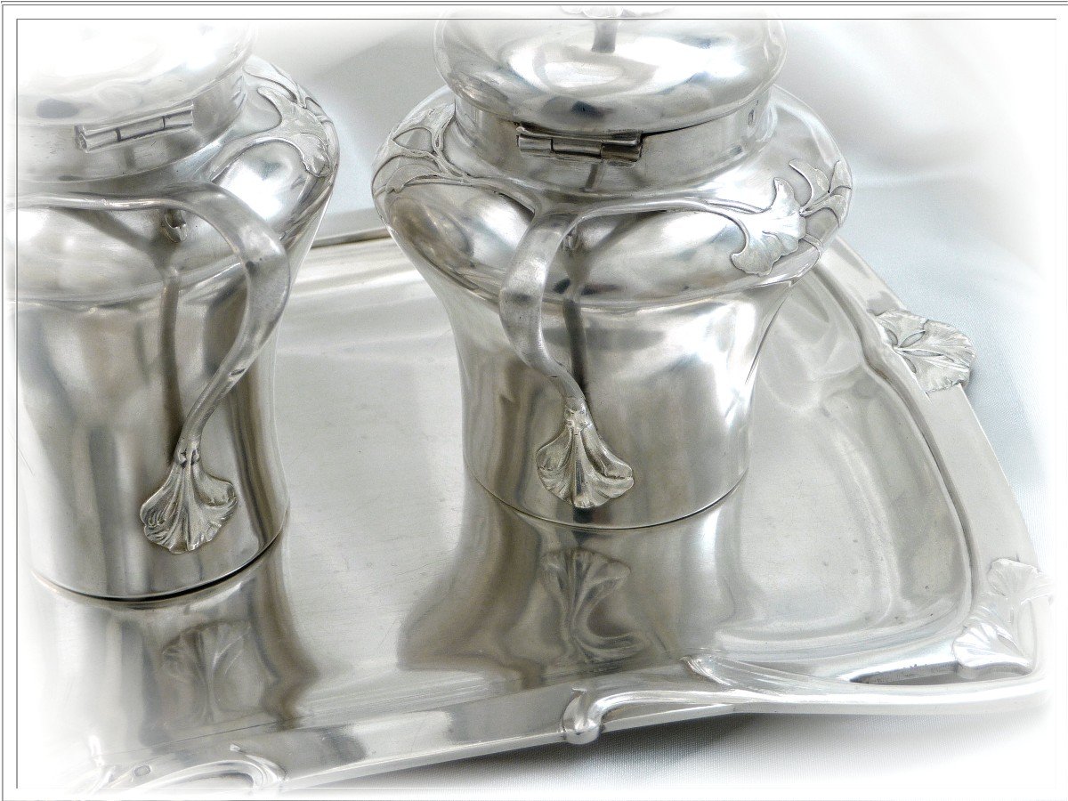 E. Lefebvre - Tea Coffee Service "head To Head" Solid Silver Art Nouveau Minerva 950-photo-5