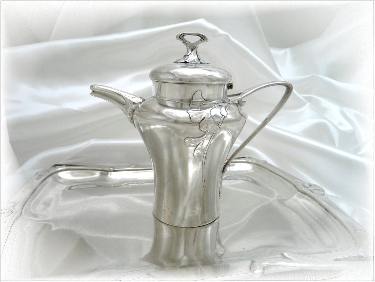 E. Lefebvre - Tea Coffee Service "head To Head" Solid Silver Art Nouveau Minerva 950-photo-6