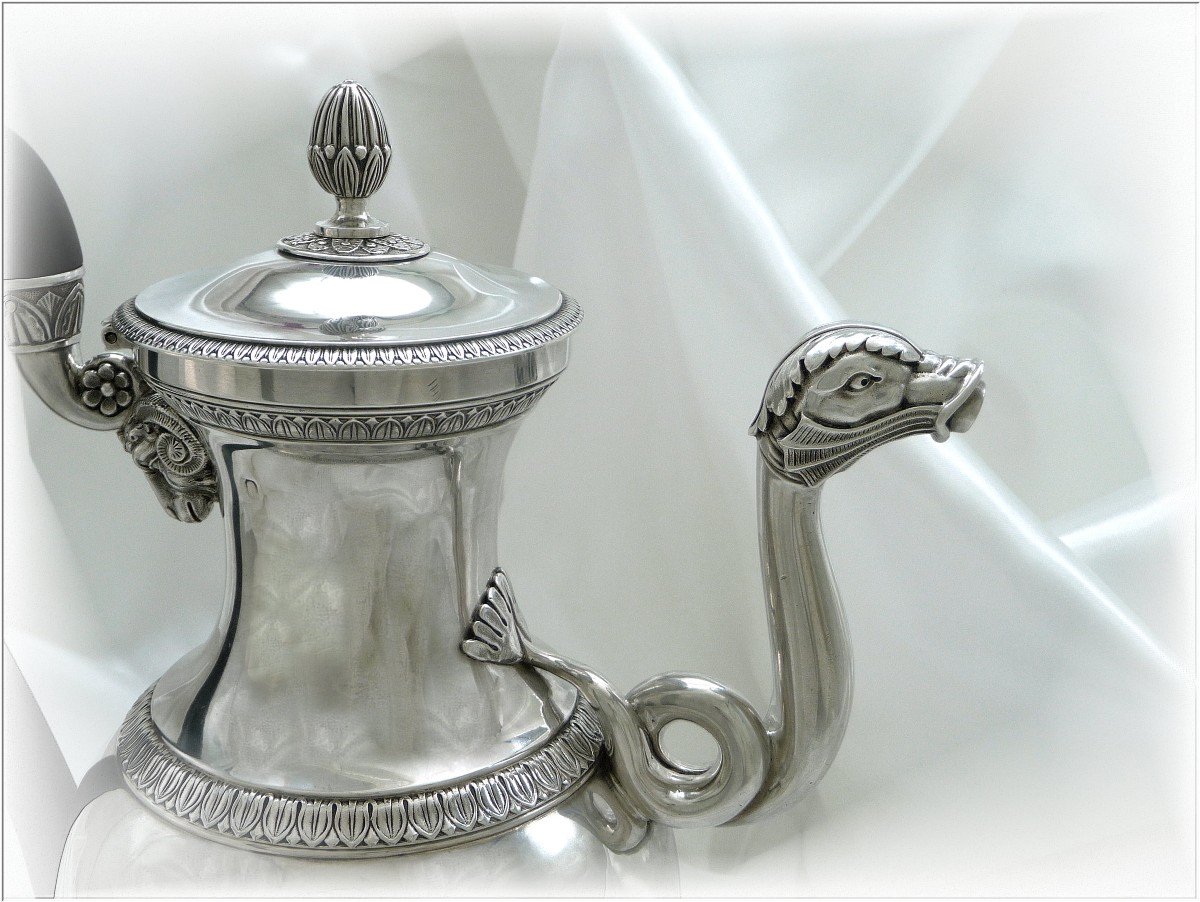 Ma Lebrun - Seahorse Coffee Pot In Solid Silver, Restoration Period-photo-3