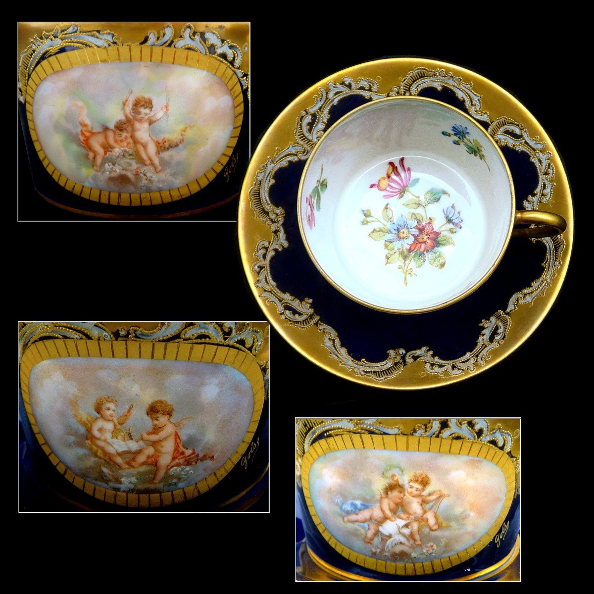 In Its Case, Sèvres Porcelain Tea / Chocolate Service 6 Cups And Their Saucer-photo-1