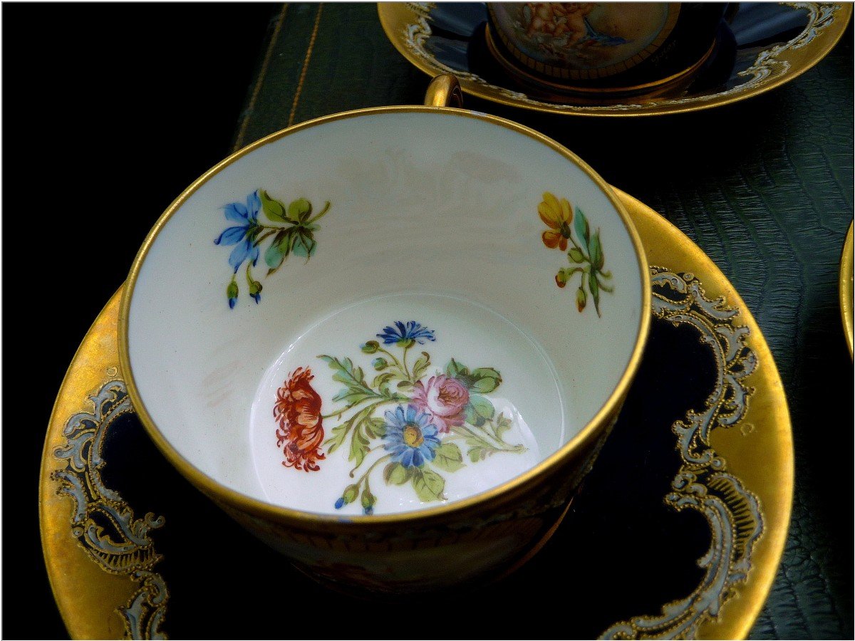 In Its Case, Sèvres Porcelain Tea / Chocolate Service 6 Cups And Their Saucer-photo-5