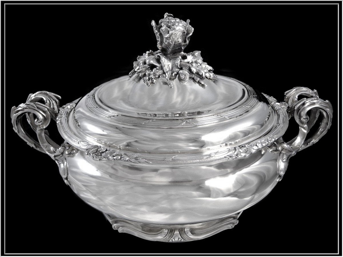 Boin-taburet - Imposing Vegetable Dish And Its Sterling Silver Minerva -photo-4