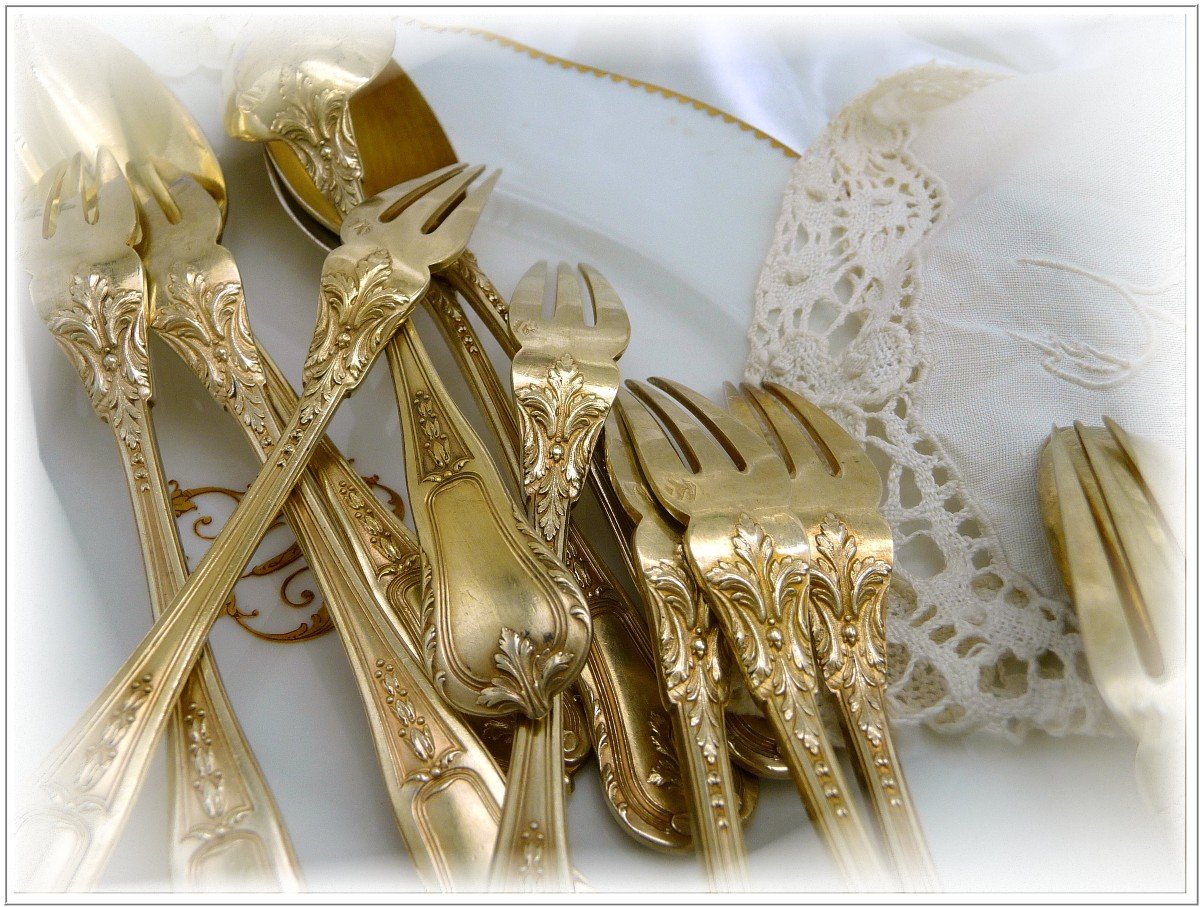 Fouquet-lapar - Sterling Silver And Vermeil Cutlery Set - 12 Guests - Minerva 950-photo-4