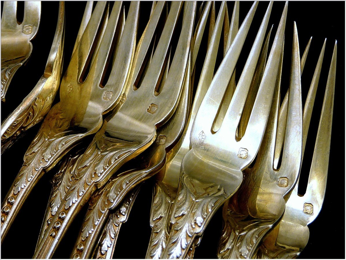 Fouquet-lapar - Sterling Silver And Vermeil Cutlery Set - 12 Guests - Minerva 950-photo-3