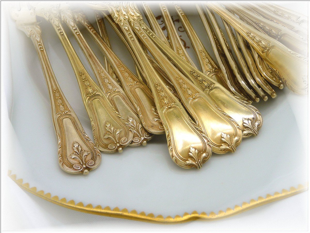 Fouquet-lapar - Sterling Silver And Vermeil Cutlery Set - 12 Guests - Minerva 950-photo-4