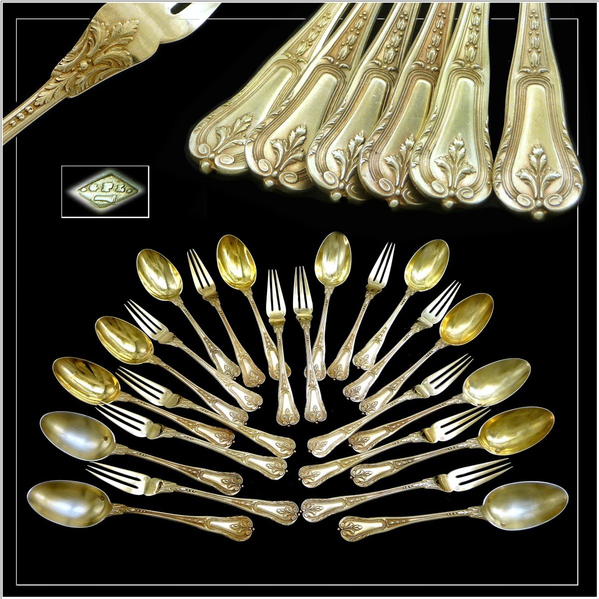 Fouquet-lapar - Sterling Silver And Vermeil Cutlery Set - 12 Guests - Minerva 950-photo-6