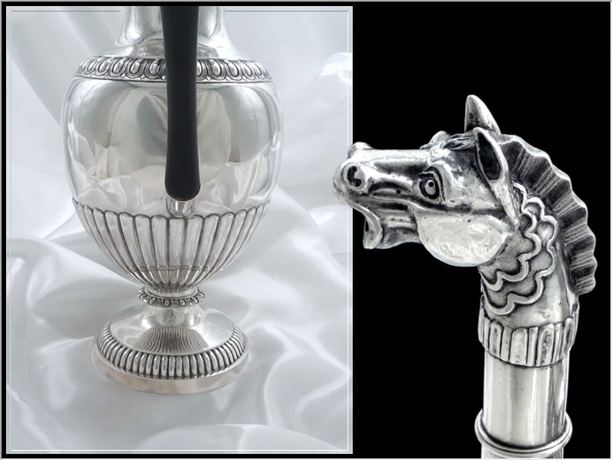 Imposing Jug Sterling Silver Animal Ornament - Horse Head-photo-4