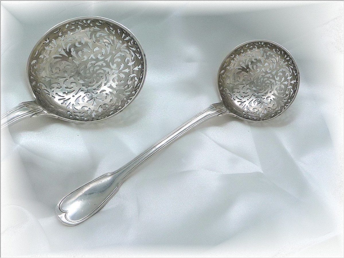 Sugar Spoon - Saupoudreuse Sterling Silver 18 ° S Couronne Comtale 1781-1789-photo-2