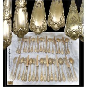 Régina Benvenisti - Flatware Set  Hors-d'oeuvre / Dessert Sterling Silver & Vermeil 36 Pieces