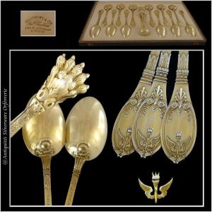 Lapparra & Gabriel - Sterling Silver Vermeil Tea & Dessert Spoon Set - 