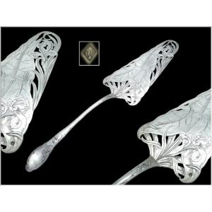 Soufflot - 1900 - Art Nouveau Pie Shovel Engraved And Openwork Sterling Silver