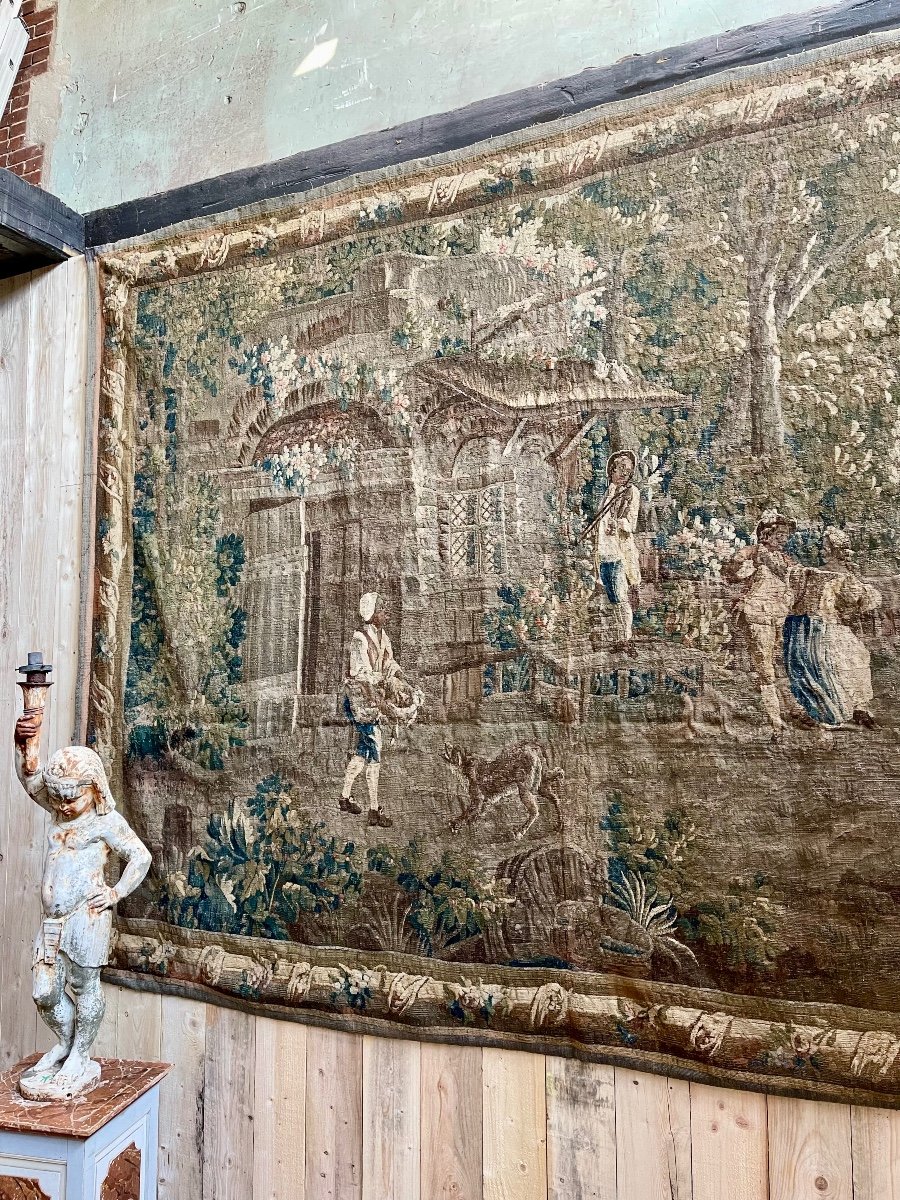 Tapisserie D’aubusson Du XVIII ème Siècle « Scène de fête Villageoise »  5m20 X 2m80-photo-4