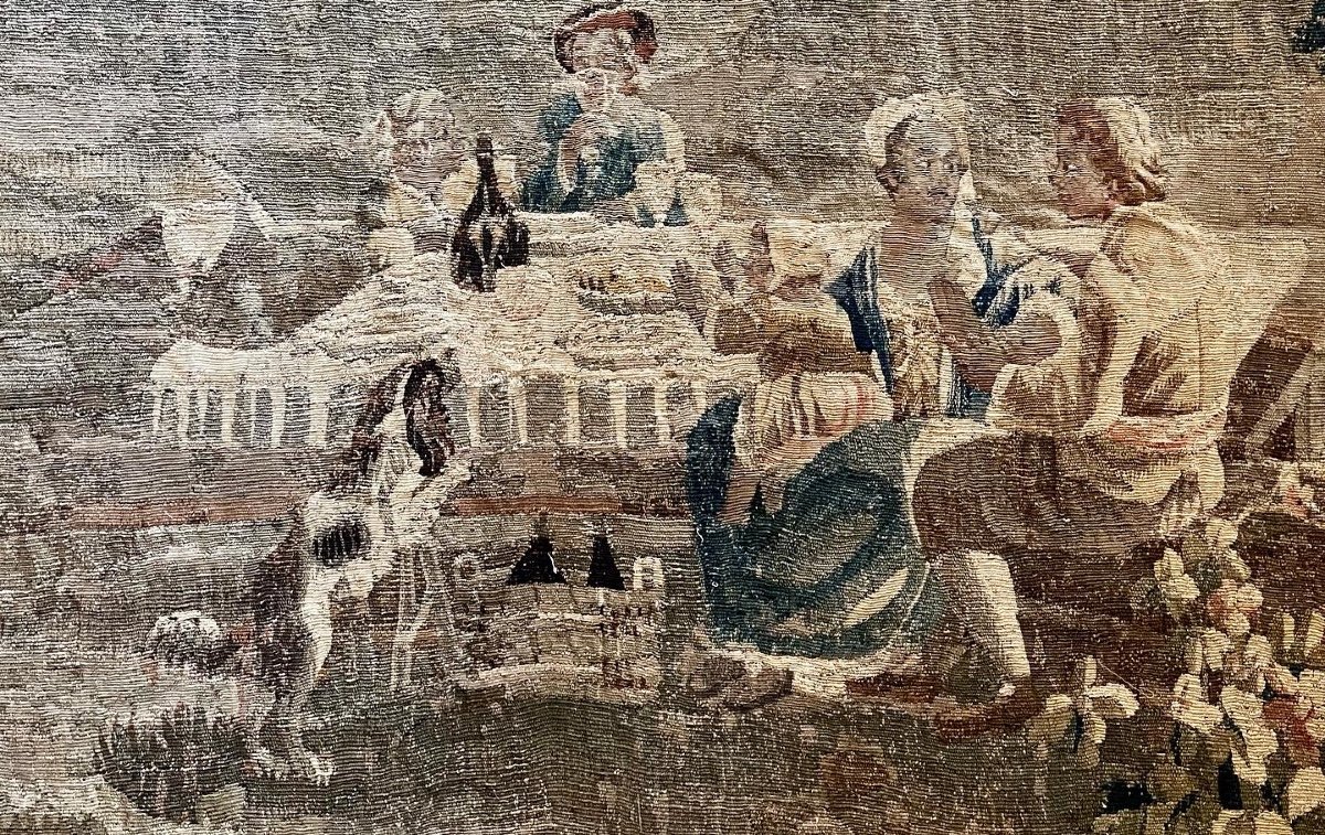 Tapisserie D’aubusson Du XVIII ème Siècle « Scène de fête Villageoise »  5m20 X 2m80-photo-2