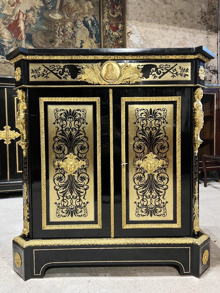 Pair Of Support Furniture In Boulle Marquetry Signed By Alphonse Giroux And Befort Jeune-photo-4