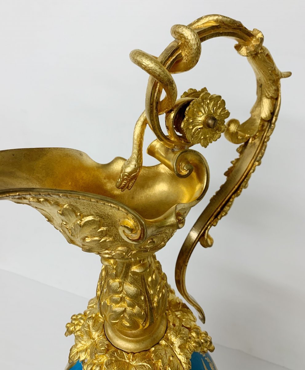 Aiguiere En Porcelaine De Paris Et Bronze Doré D’époque Napoléon III XIX ème Siècle -photo-1