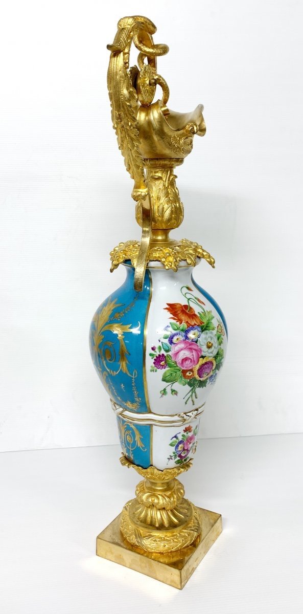 Aiguiere En Porcelaine De Paris Et Bronze Doré D’époque Napoléon III XIX ème Siècle -photo-2