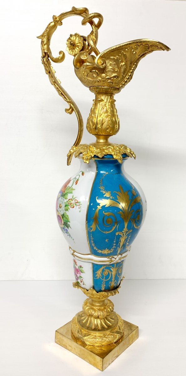 Aiguiere En Porcelaine De Paris Et Bronze Doré D’époque Napoléon III XIX ème Siècle -photo-5