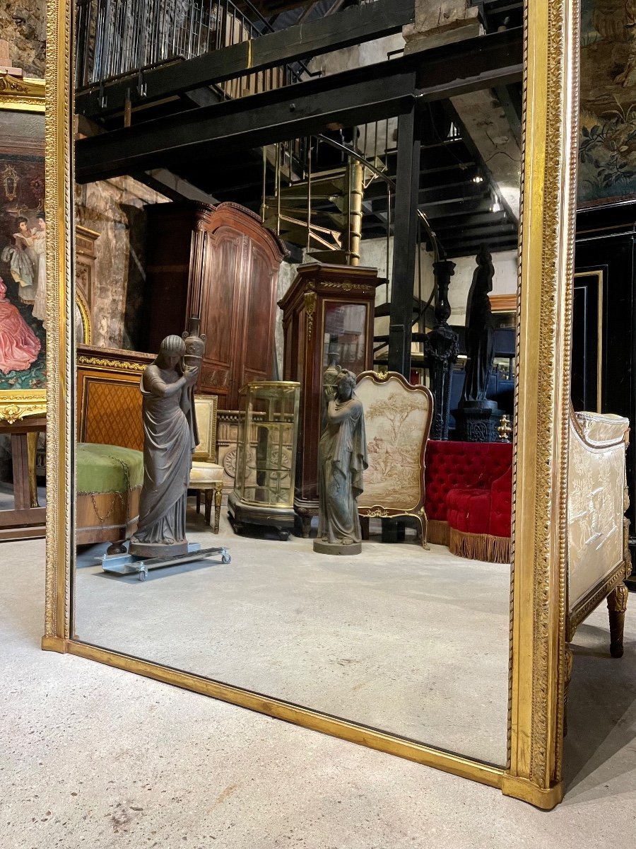 Miroir De Style Louis XVI En Bois Doré D’époque Napoléon III 2m75 X 1m48-photo-1