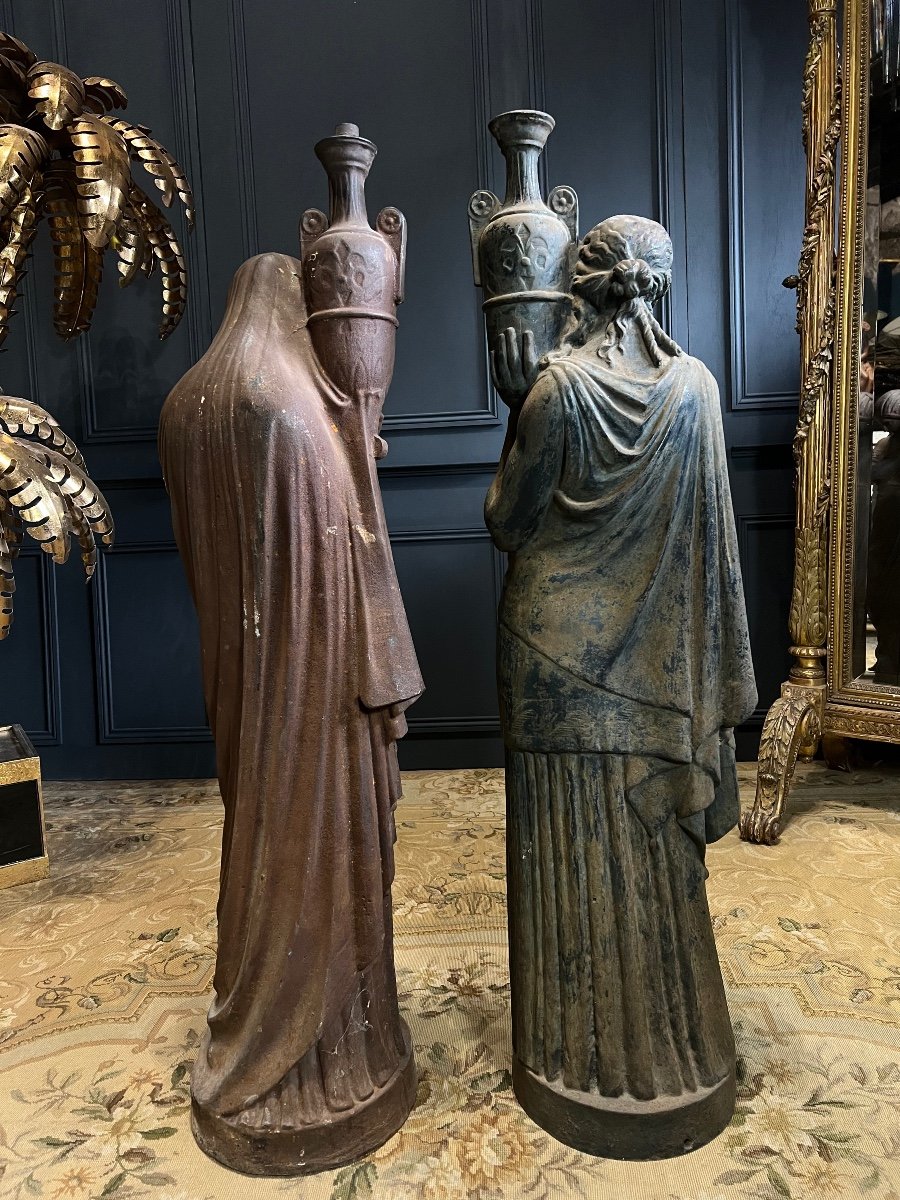 Pair Of Cast Iron Statues -photo-2