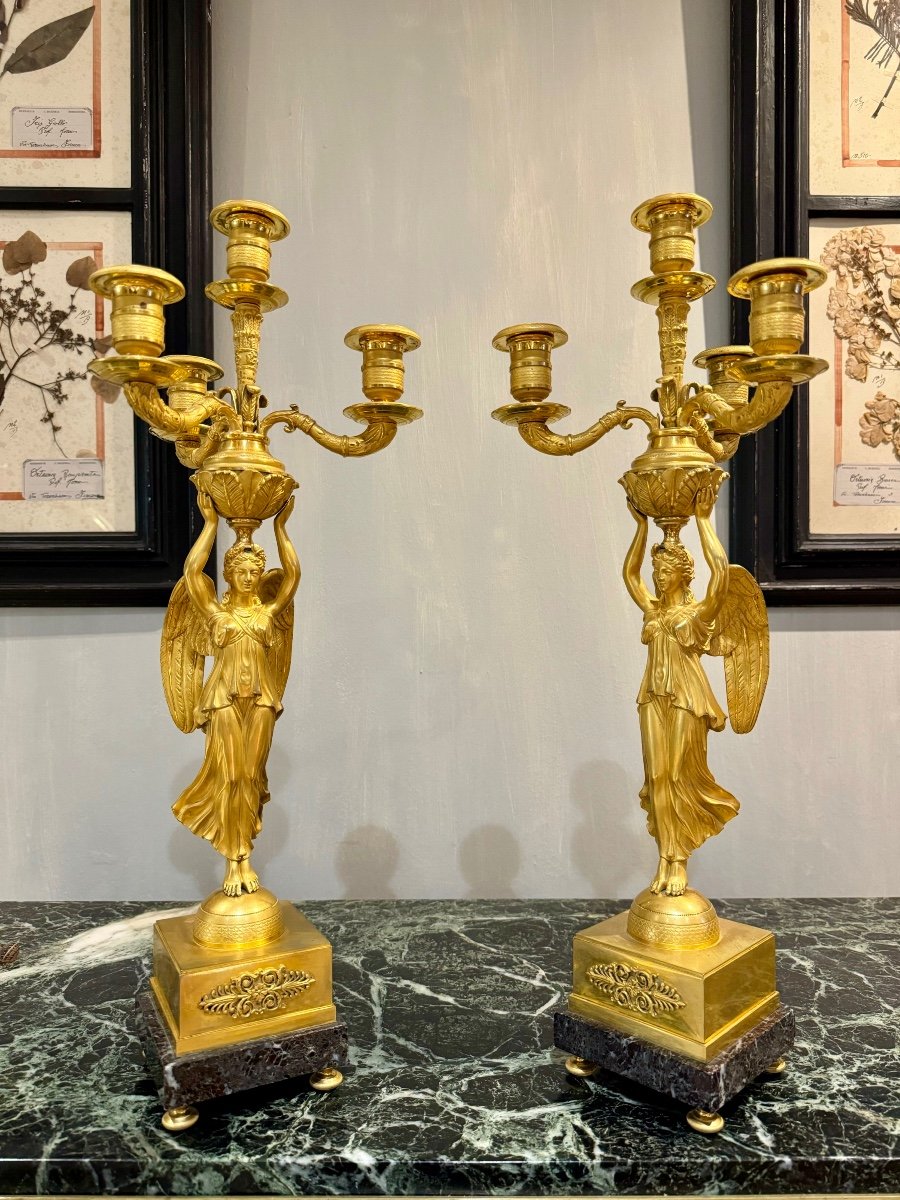 Pair Of Candelabra With Winged Victories From The Empire Period-photo-2