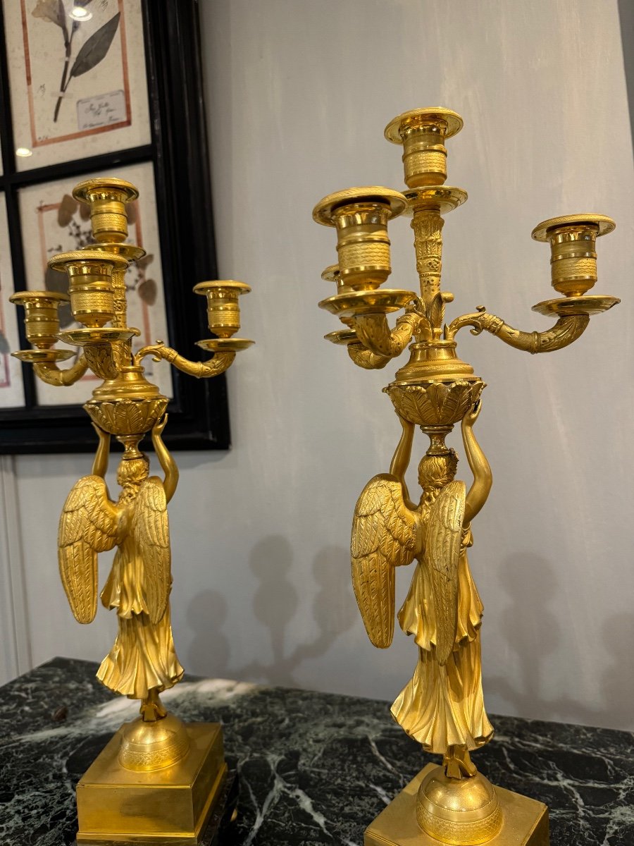 Pair Of Candelabra With Winged Victories From The Empire Period-photo-3