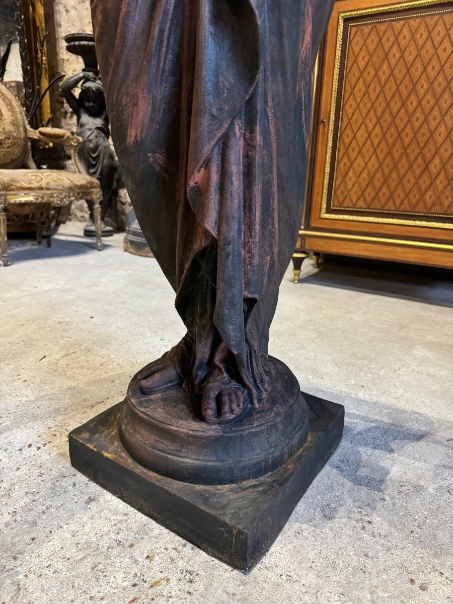 Cast Iron Statue “the Spinner Of Procida” After Louis Léon Cugnot (1835-1894) 19th Century-photo-1