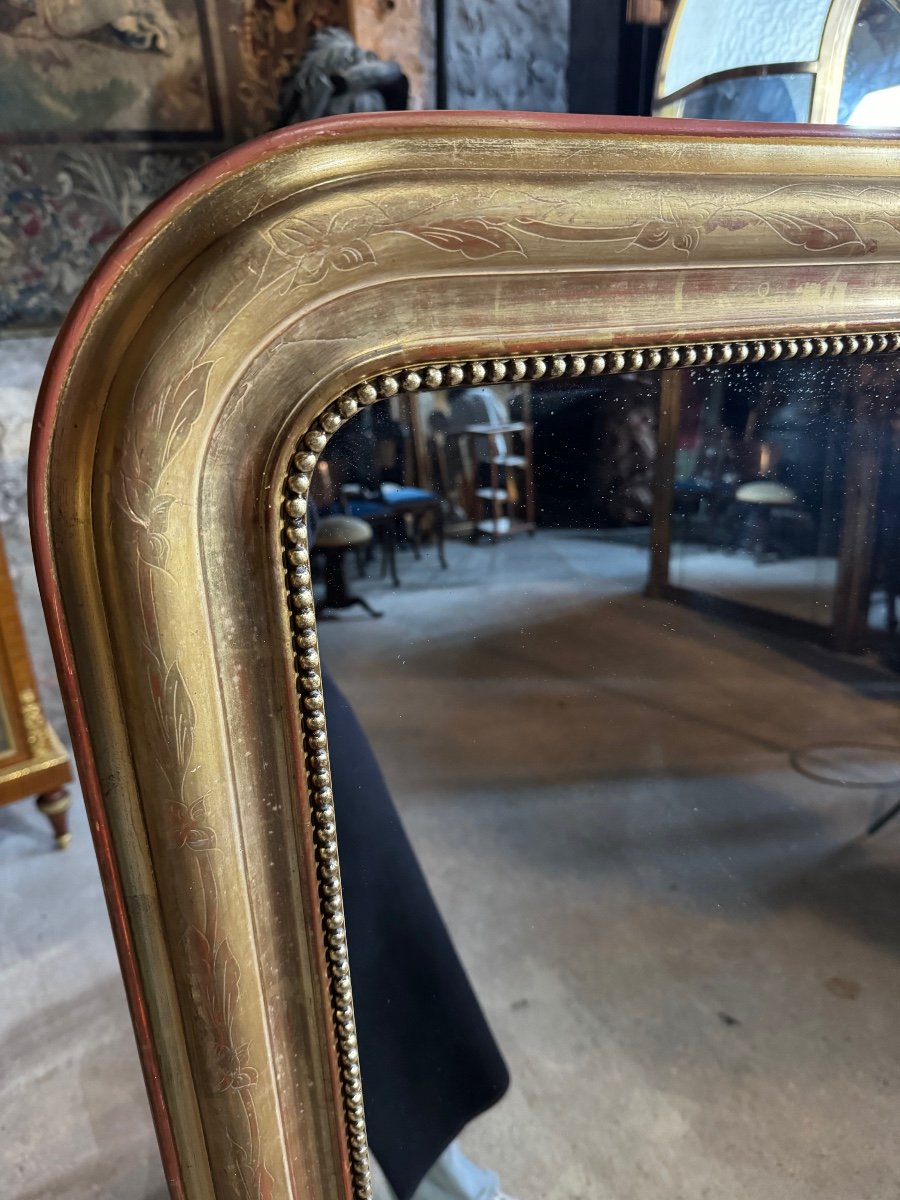 Pair Of Louis Philippe Period Mirrors In Golden Wood 1m30 X 89 Cm -photo-6