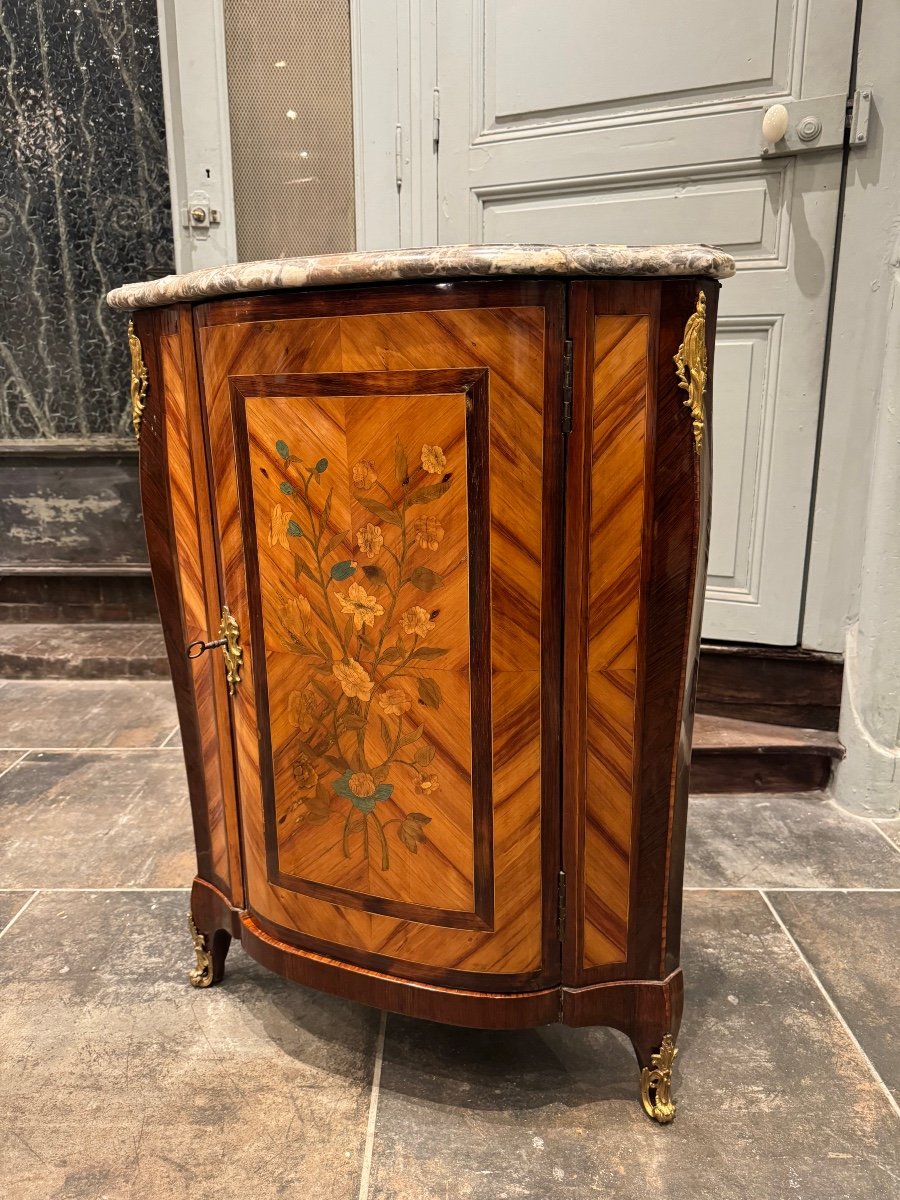 18th Century Corner In Marquetry Stamped Pierre Antoine Foullet From Louis XV Period -photo-3