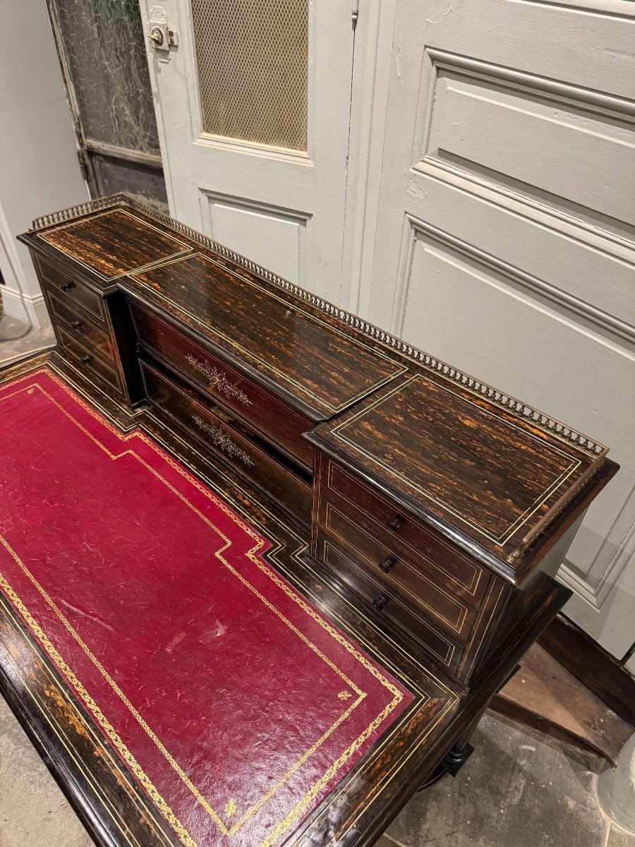 Tiered Desk In Coromandel Ebony And Ivory Fillets From The Napoleon III Period -photo-4