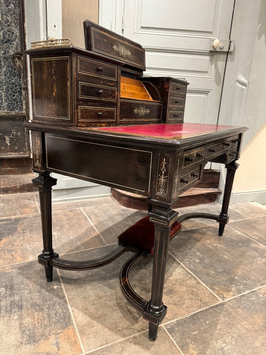 Tiered Desk In Coromandel Ebony And Ivory Fillets From The Napoleon III Period -photo-3