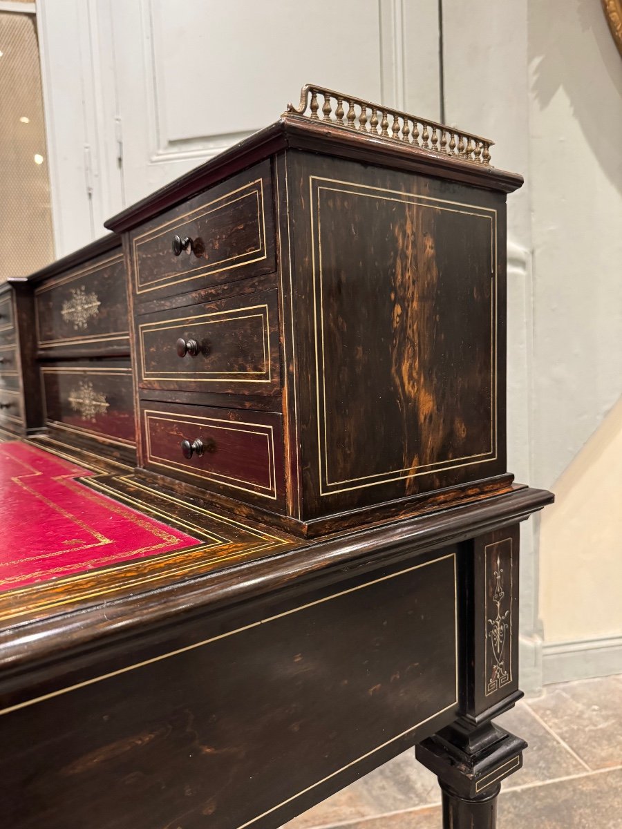 Tiered Desk In Coromandel Ebony And Ivory Fillets From The Napoleon III Period -photo-5