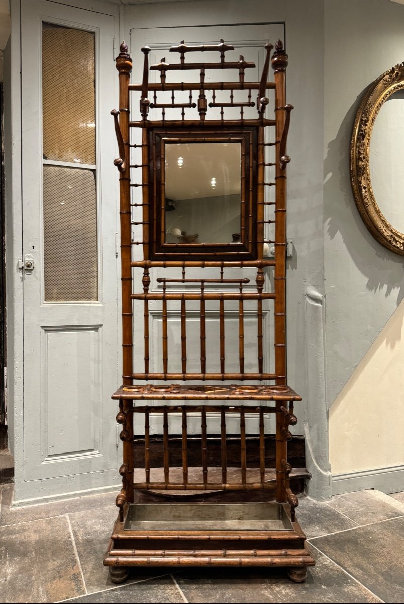 Locker Room In Cherry Wood Imitation Of Bamboo Around 1880, 19th Century 