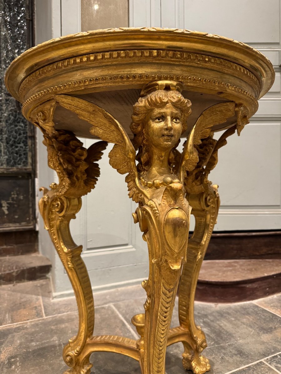 Pedestal Showcase With Chimeras In Golden Wood From Napoleon III Period -photo-3