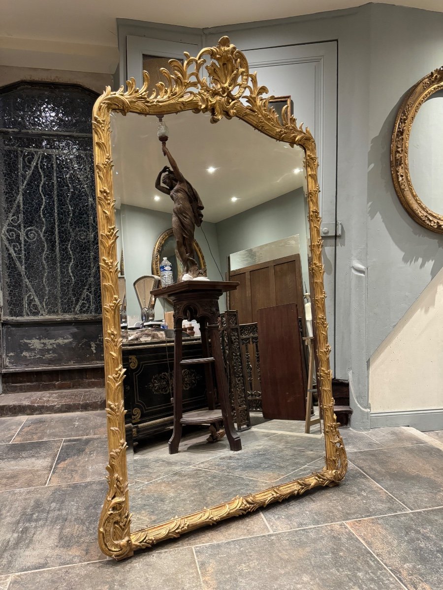 Louis XV Style “palmes” Fireplace Mirror From Napoleon III Period-photo-3