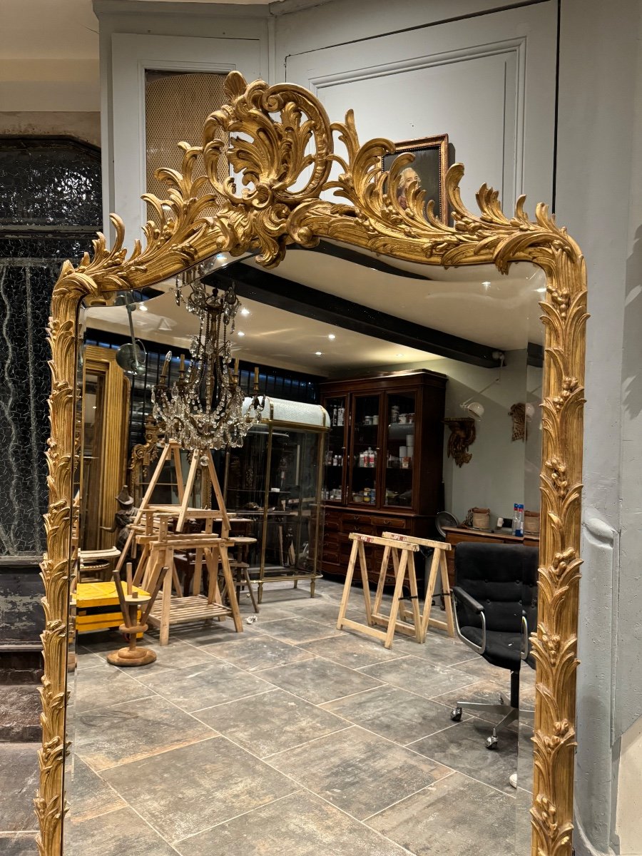 Louis XV Style “palmes” Fireplace Mirror From Napoleon III Period-photo-4