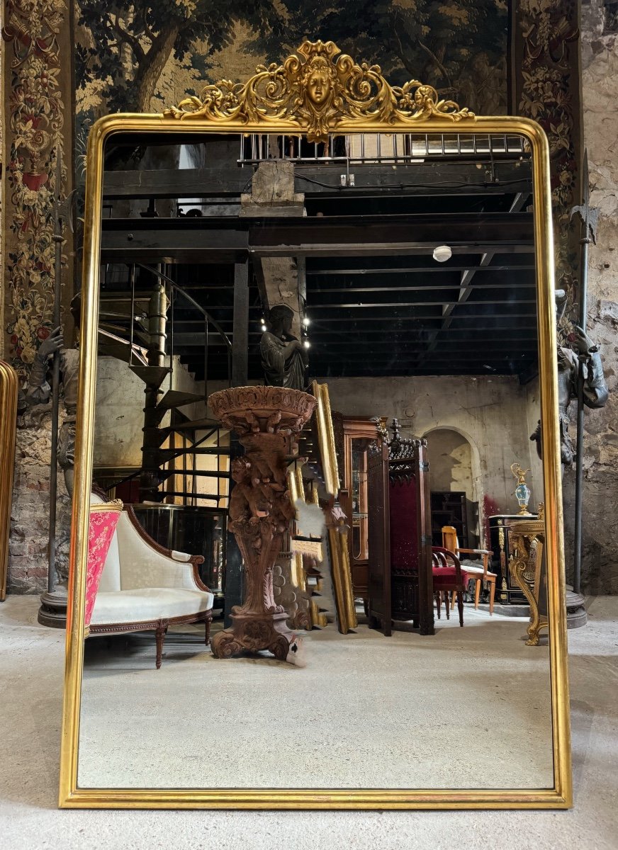 Miroir De Cheminée En Bois Doré D’époque Napoléon III 1m95 X 1m27 -photo-6