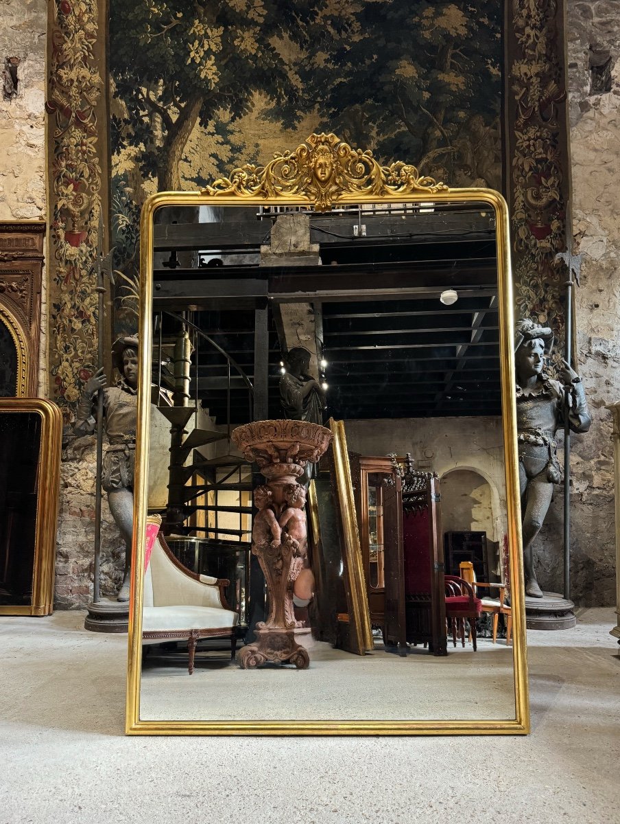 Miroir De Cheminée En Bois Doré D’époque Napoléon III 1m95 X 1m27 