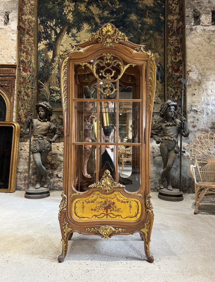 Louis XV Style Display Cabinet In Walnut And Martin Varnish From The Napoleon III Period, 19th Century -photo-2