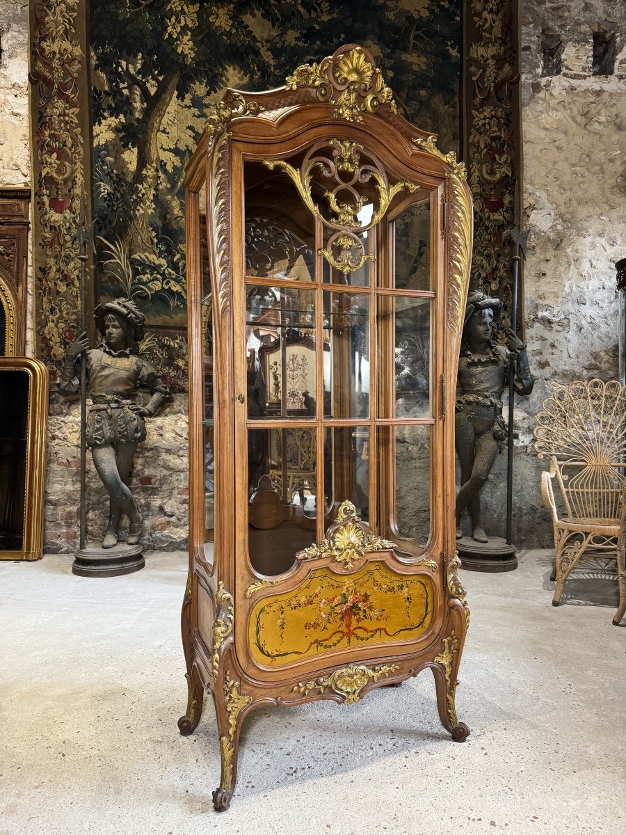 Louis XV Style Display Cabinet In Walnut And Martin Varnish From The Napoleon III Period, 19th Century -photo-3