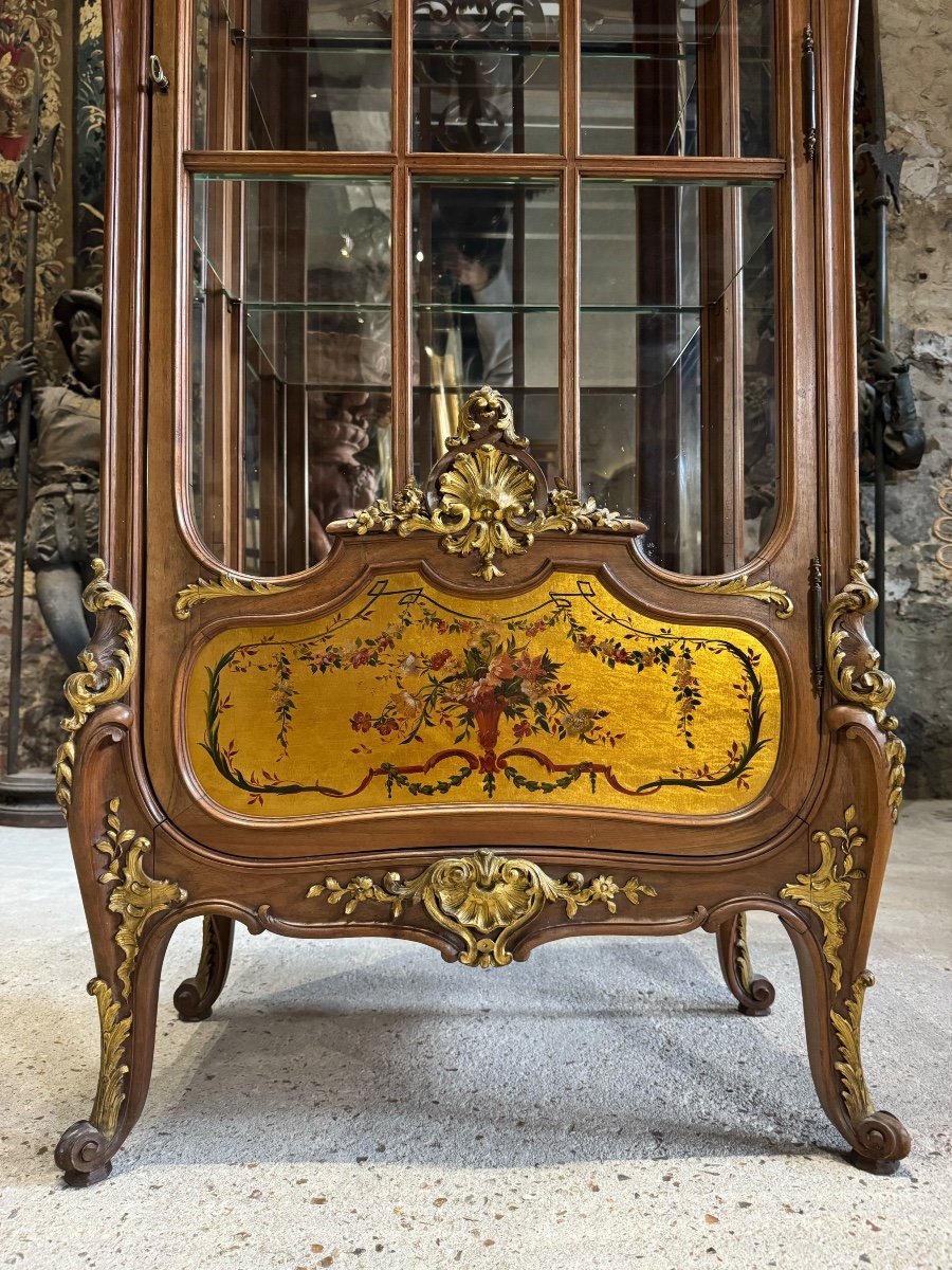 Louis XV Style Display Cabinet In Walnut And Martin Varnish From The Napoleon III Period, 19th Century -photo-4