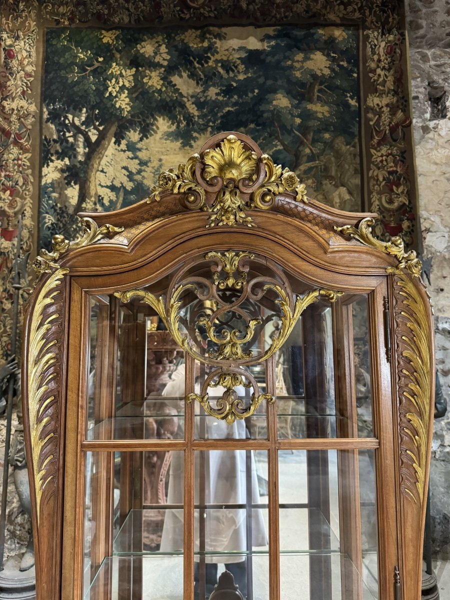 Louis XV Style Display Cabinet In Walnut And Martin Varnish From The Napoleon III Period, 19th Century -photo-1